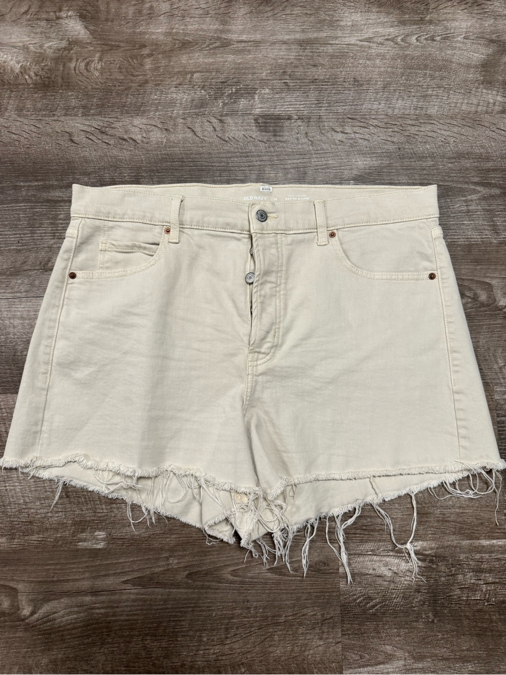 Old Navy Cream Frayed Hem Jean Shorts